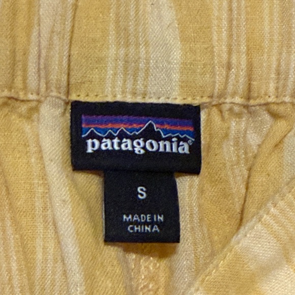 Patagonia Yellow Striped Shorts with tie front and hemp blend sz S - Picture 4 of 9